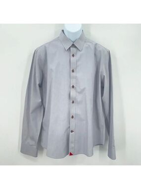 Untuckit Button Down Shirt Mens Large Blue White Grid Long Sleeve Cotton